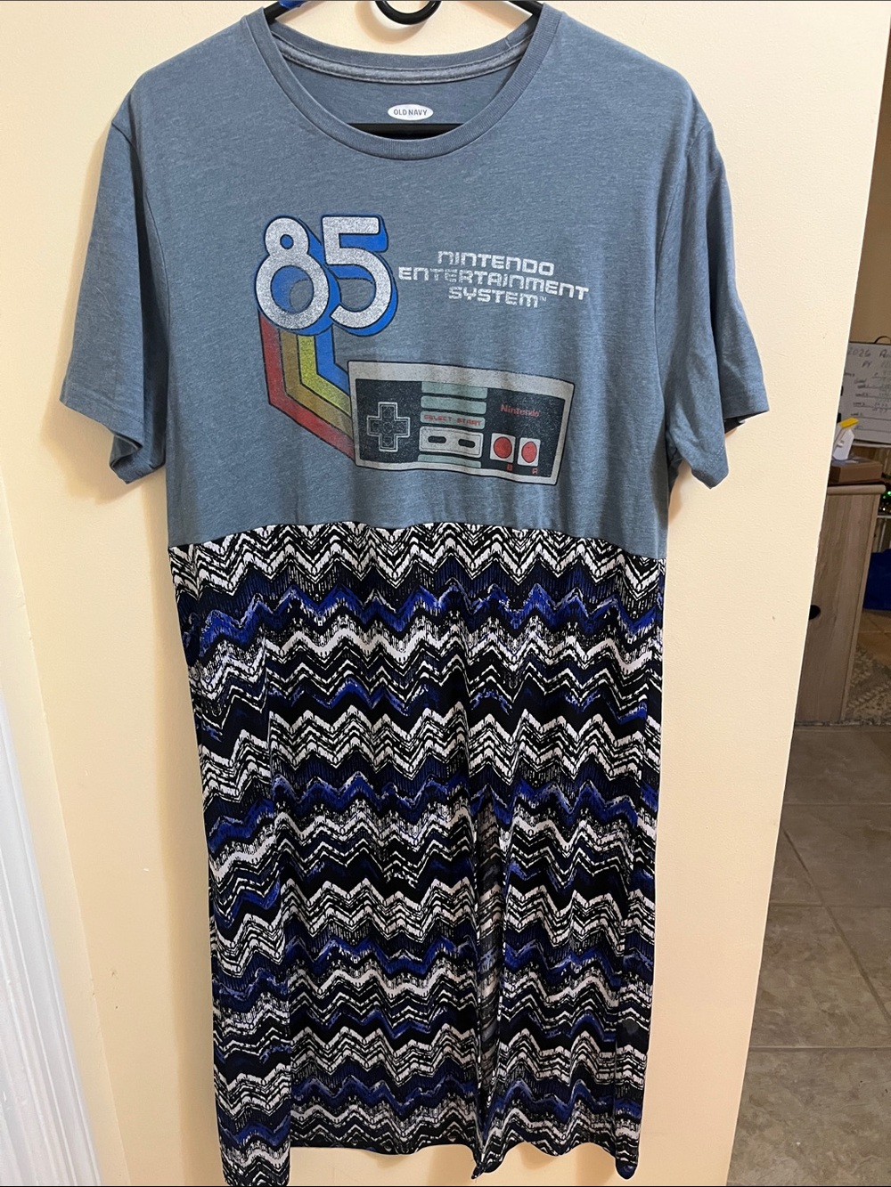 Old Navy Gray and Blue Nintendo Graphic Dress